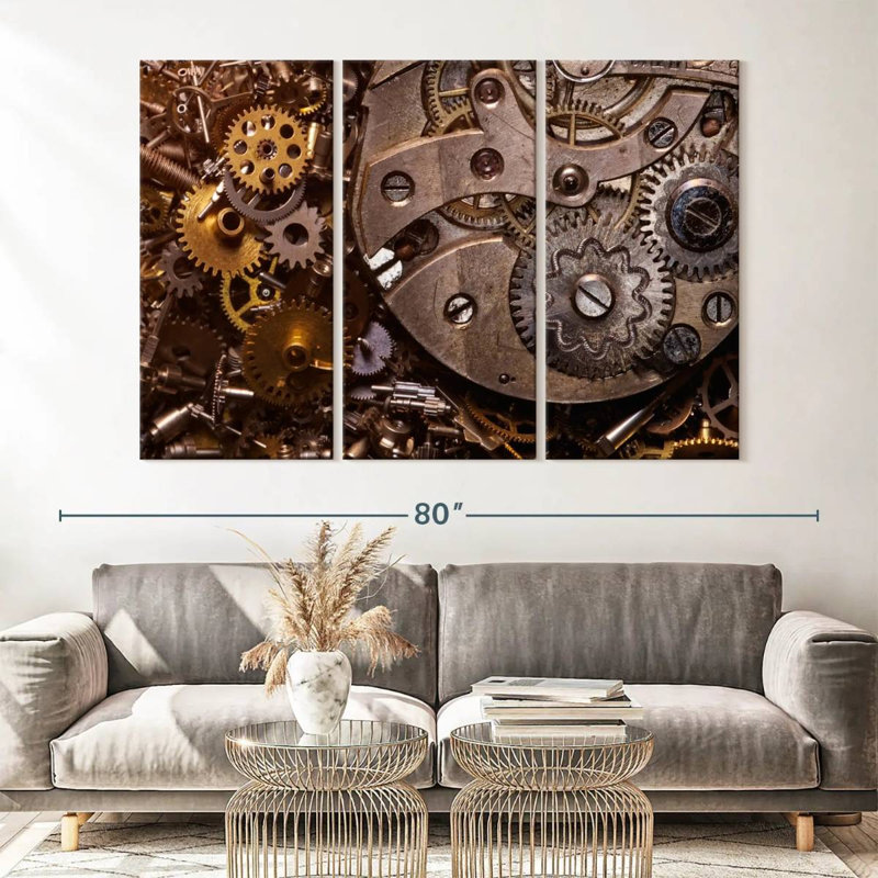 «Old Gears» sur toile, H 42 po x l 65 po x P 1,25 po