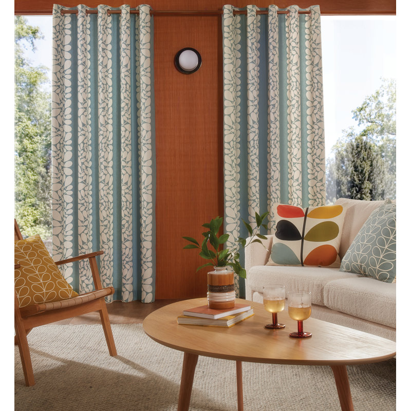 Sycamore Stripe Duckegg Eyelet Curtain, 168cm Width x 137cm Drop