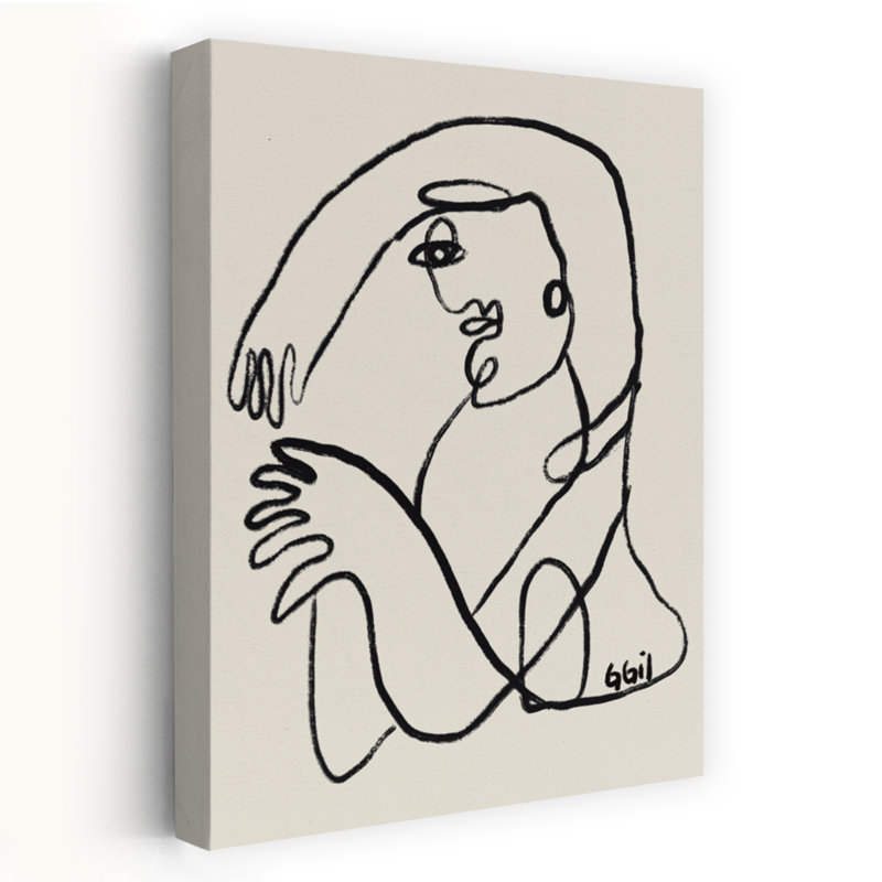 Loving Embrace Abstract Minimalist Modern Portrait Wall Art Print 1 Piece Wrapped Canvas Wall Art, 152.4cm H x 101.6cm W