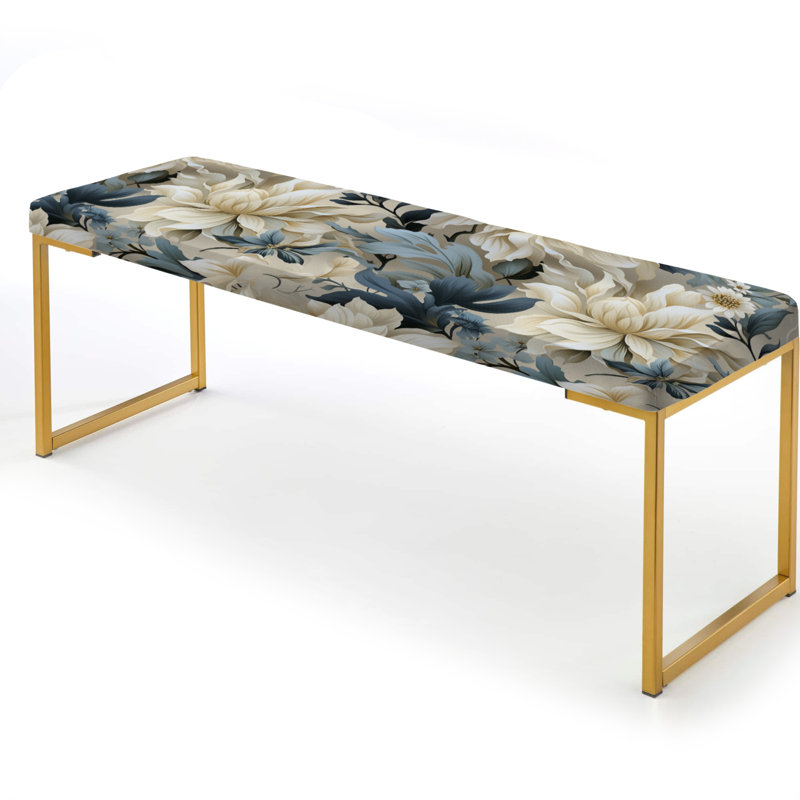 Urban Victorian Chic Victorian Pattern I - Floral Upholstered Gold Bench