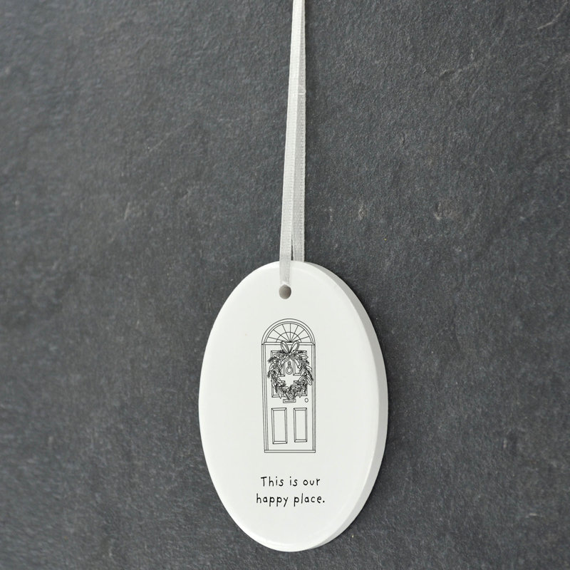 Carley This Is Our Happy Place Oval Shaped Ceramic Ornament