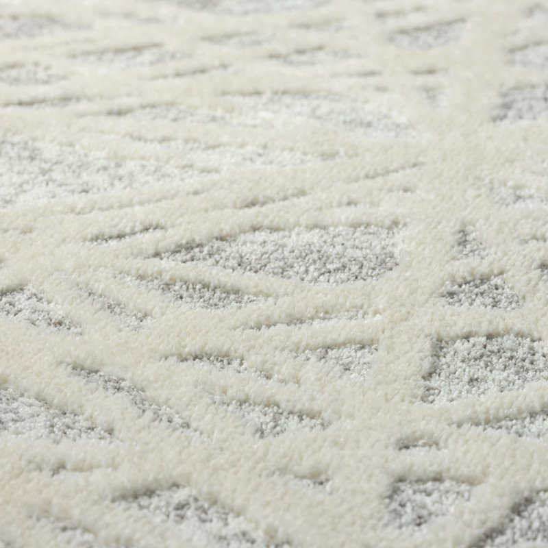 Tapis gris en polypropylène tissé à la machine à motif abstrait Tankut, Rectangle 9 pi x 12 pi