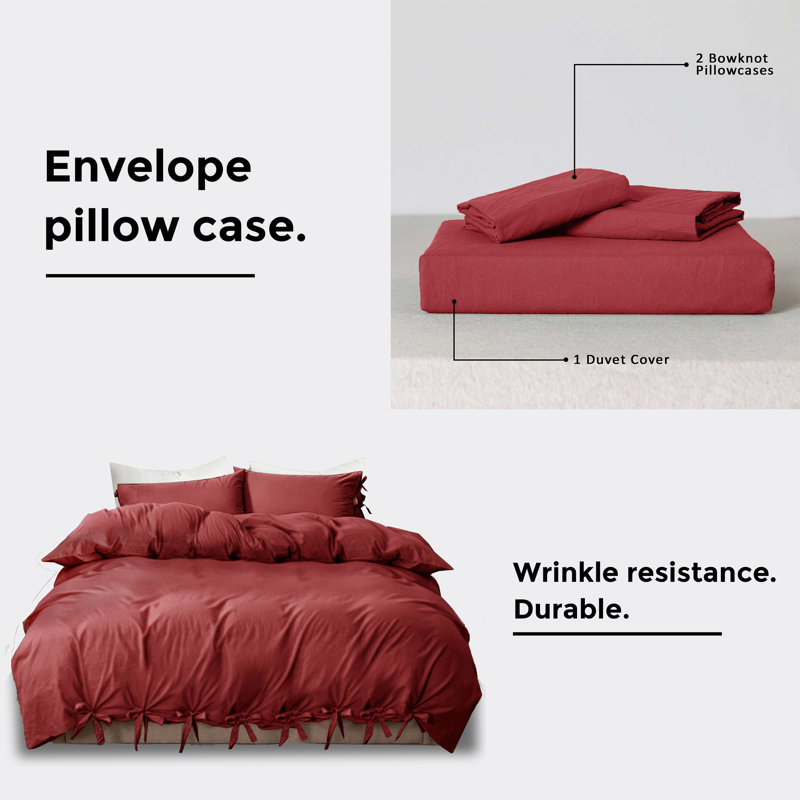 Priyanka Microfiber Solid Colour Duvet Cover Set with Pillowcases, Kingsize, Burgundy