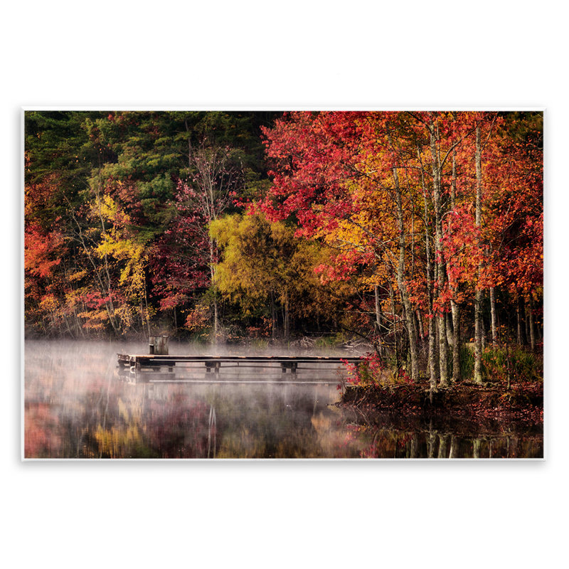 «Autumn Dock Landscape», art mural sur bois par Andy Amos, H 13 po x l 19 po