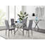 Bernell Modern Chrome Metal & Glass Round Dining Table Set with 4 Quilted Velvet Chairs-88587577-88587582-88587581