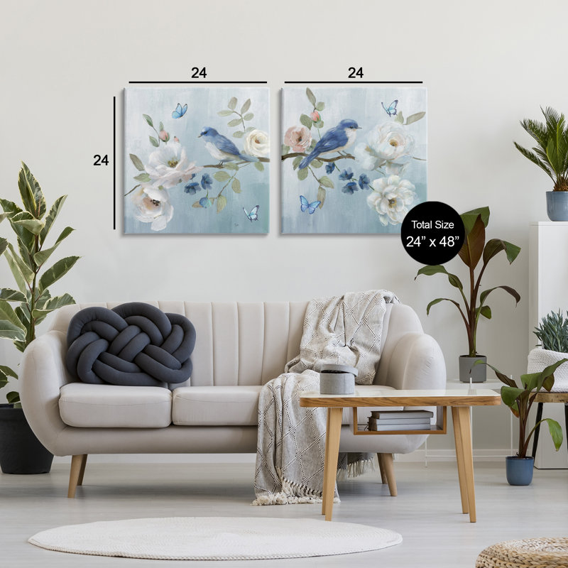 Ensemble de 2 toiles Nature's Tranquility Florals, design par Nan, H 24 po x l 24 po