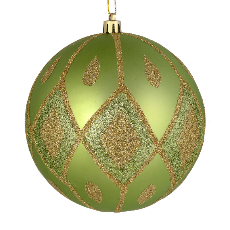 Ornement boule de diamant pailleté mat, H 4 po x l 4 po x P 4 po, Céladon