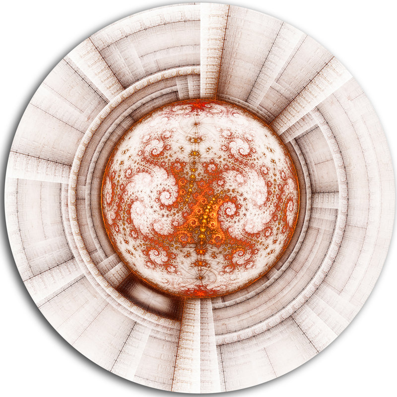 « rounded brown floral fleur », impression sur métal, H 36 po x l 36 po x P 1 po
