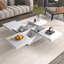 Table basse carrée en placage de marbre avec plateau coulissant et rangement blanc 39,4 po