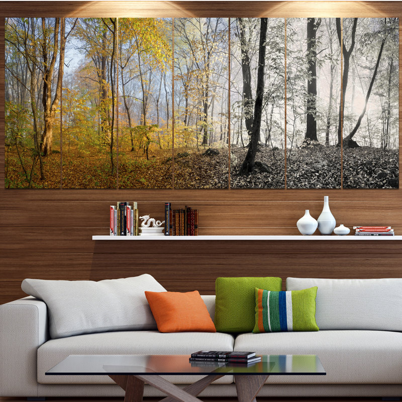 Yellow Morning Forest Panorama Canvas Art Print