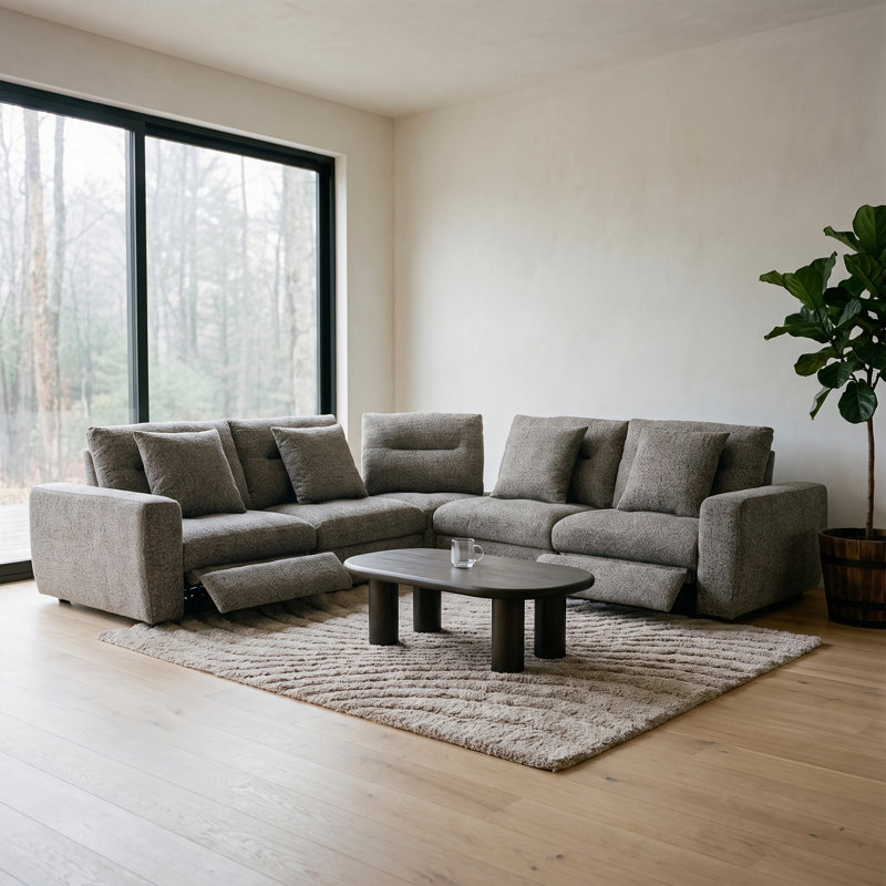 Canapé d'angle modulaire inclinable électrique haut de gamme COLAMY AUREN, tissu ultra-résistant à l'usure, canapé de salon pour cinéma maison