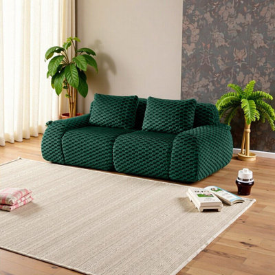 82" Modern Modular Sectional Sofa - Oversized 2-Seater Green Flannel Couch with Deep Seat & No Assembly, Perfect for Living Room