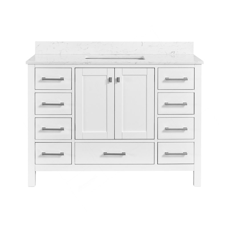48'' Bathroom Vanity, Freestanding Vanity With Top, Wood Frame Bathroom Storage Cabinet, 48"