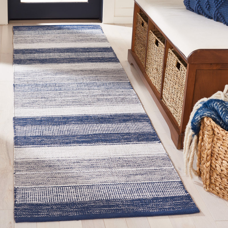 Tapis rayé en coton Maury, Tapis de couloir 2 pi 3 po x 8 pi