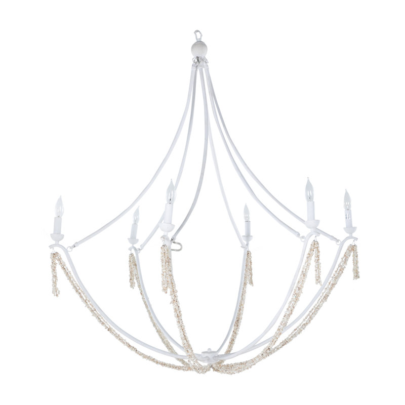 Nakita 6 - Light Candle Style Chandelier, Plaster White