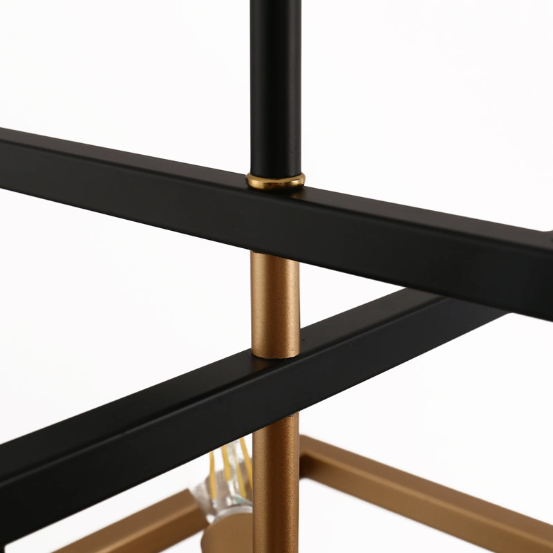 Lustre 8 lumières moderne et minimaliste avec finition noire et dorée