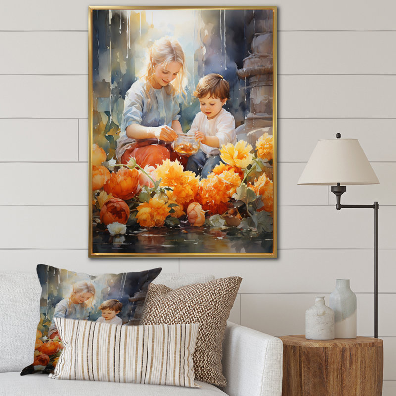 Danyne Baptism Joyful Awakening sur toile, H 20 po x l 12 po x P 1 po, Toile avec cadre flottant or