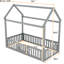 Lit simple avec clôture et porte, porte en bois de pin robuste gris-1770014657-1770014656