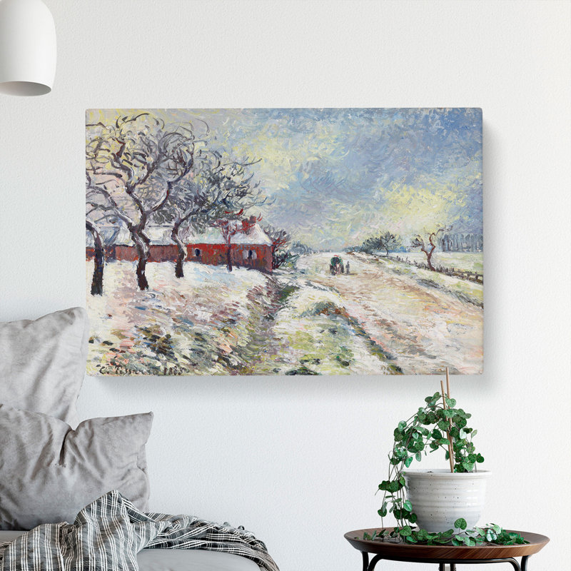 Snowy Road with House by Camille Pissarro - Wrapped Canvas, 35cm H x 50cm W x 3cm D
