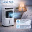 Ventilateur portatif à évaporation avec télécommande, minuterie 2/4 / 8H, 3 vitesses, modes à double brume, réservoir de 1 600 ml, débit d'air réglable de 60 ° et veilleuse, pour chambre, dortoir