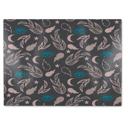 Floral Magic Eyes Glass Chopping Board