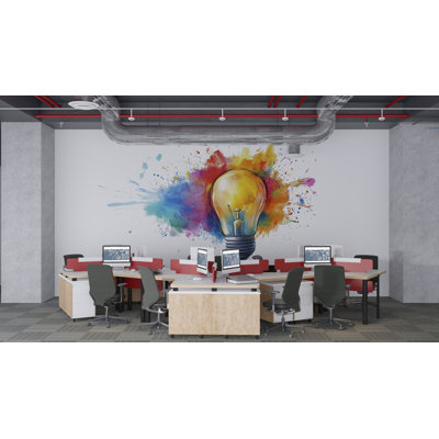 Colourful Light Bulb Vinyl Wall Decal, Abstract Paint Splash Peel And Stick Wall Art For Office, Studio Or Living Room GM050