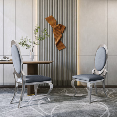 Damarae Upholstered Side Chair in Silver