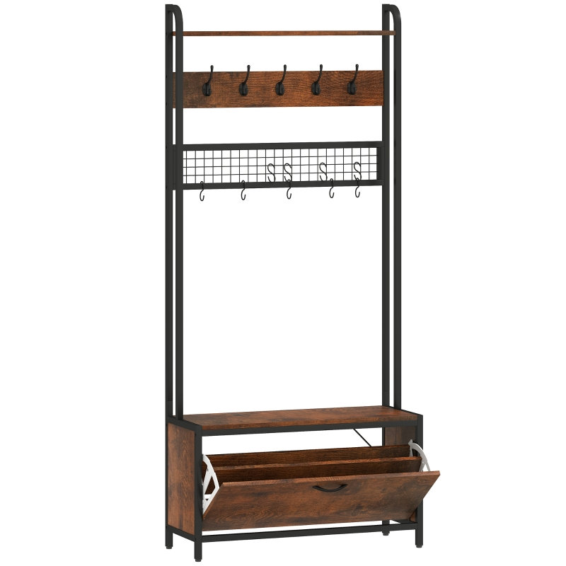 80 cm W Hall Tree, Brown