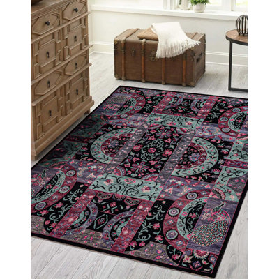 Signature Collection Black, Burgundy Rug 7'10" x 9'11"