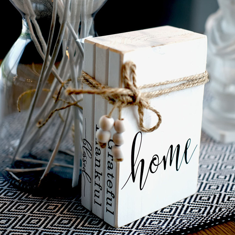 Wooden Farmhouse Decor Faux Book Stack