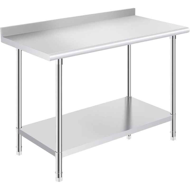 Table de préparation en acier inoxydable OSTBA NSF 24 po x 48 po avec dosseret, CW24-48B