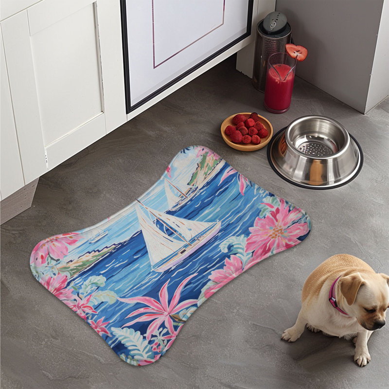 Nautical Boat Patterns - 1 Piece Bone Shape Feeding Mat
