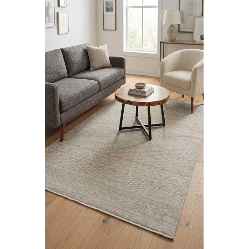 Tapis gris en laine noué à la main Chakraborty