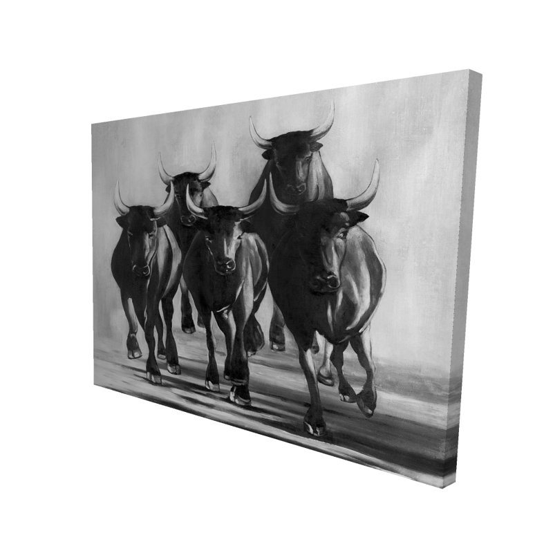 «Group of Bulls at Galops» - décor de toile noire «Man Cave»
