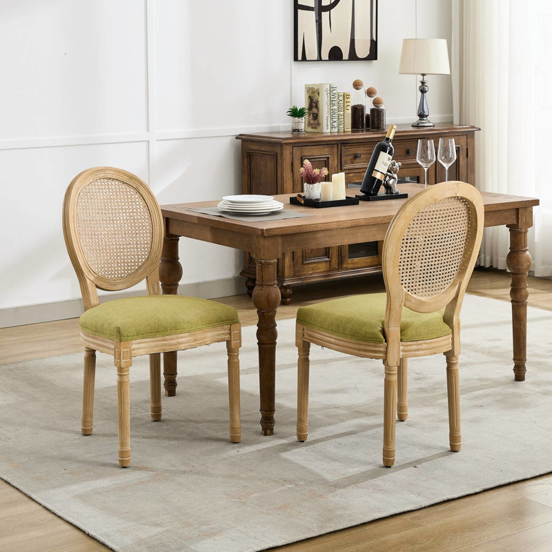 Olive - Chaises de salle à manger en bois d'hévéa massif avec structure en bois massif, Vert olive