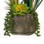 Arrangement floral orchidées phalaenopsis artificielles avec plantes grasses en pot
