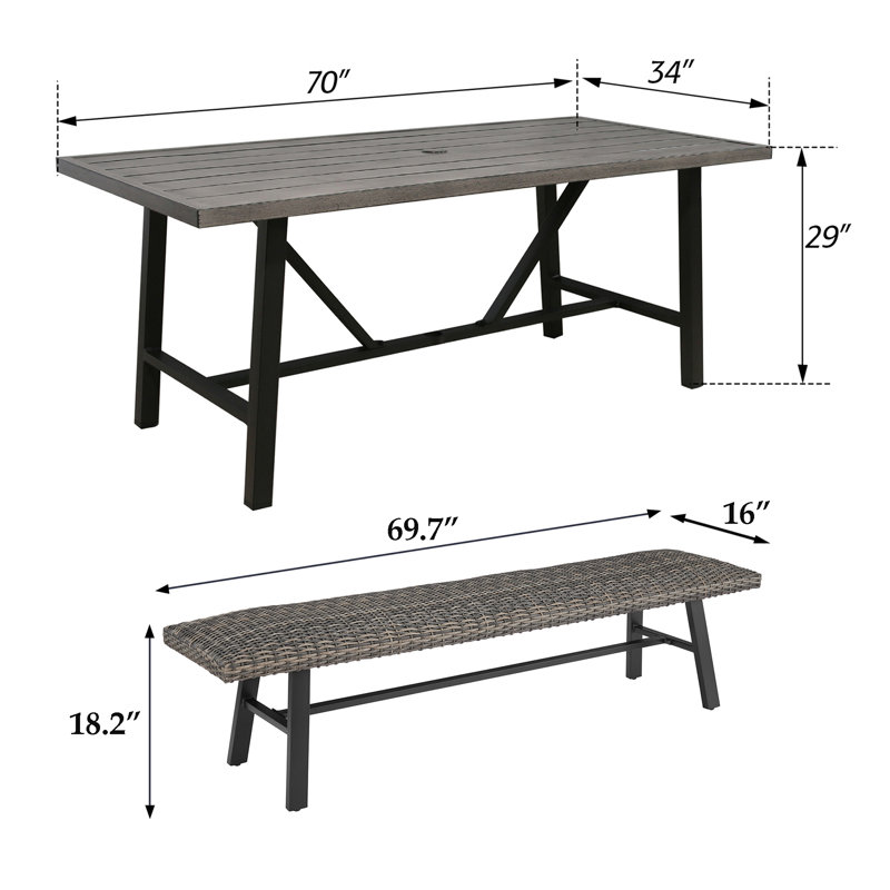 Bourgault 4 - Person Patio Dining Set with Rectangular Table