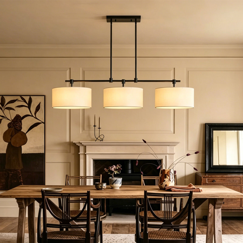 3 - Light Dimmable Dome Kitchen Island Pendant Light, Matte Black