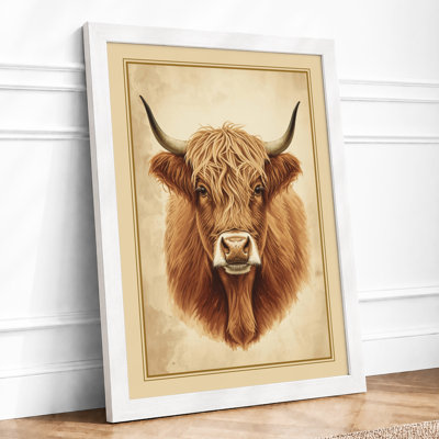 Highland Cattle Study Rustic - Framed Print