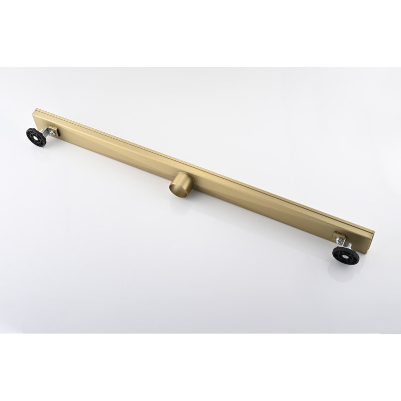 Caniveau de douche linéaire, 30 pouces, acier inoxydable, or brossé, filtre à cheveux, Brushed Gold