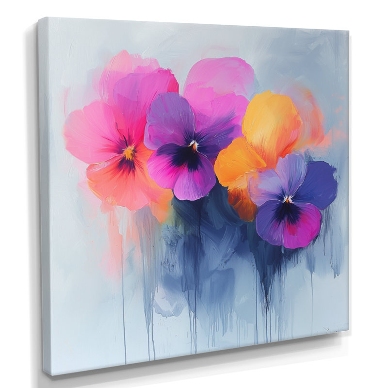 Nyemia Pansies Watercolor Minimimal Blooms - coquelicot, art mural, H 30 po x l 30 po, Toile tendue, Ne s’applique pas