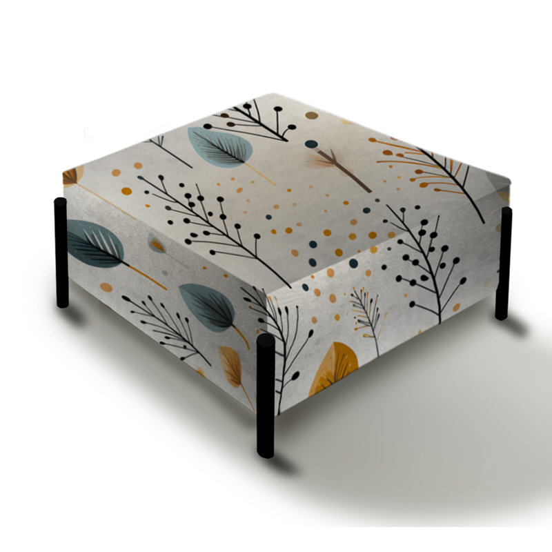 Minimalisme beige fougère motif IV - grand repose-pieds carré floral