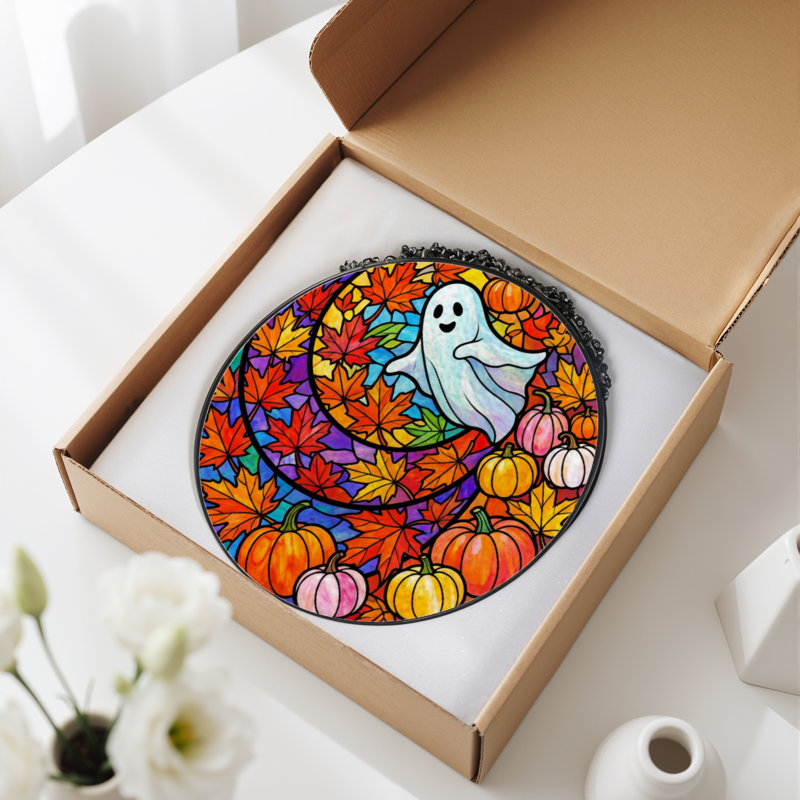 Panneau de vitrail 12 "H Ghost Leaves