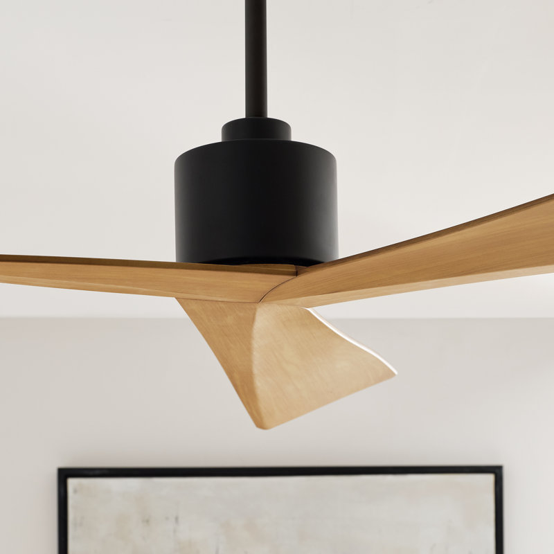 Visual Comfort Fan Adler 52 Indoor Ceiling Fan with Natural Honey ABS blades and Handheld Remote, Midnight Black
