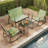 4 - Person Cooling PVC-coated polyester Outdoor Patio Seating Group with Rocking Chairs and Solid Wood Armrests-1922873607