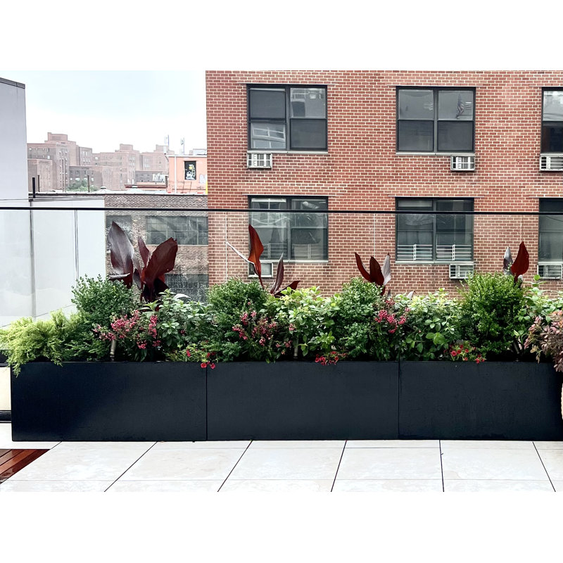 Cogburn Belmont Rectangle Planter Box, Black, 20" H x 48" W x 18" D