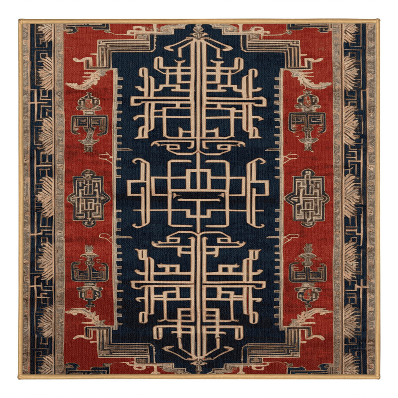 Tapis art déco brun lavable à la machine, Carré 3 pi