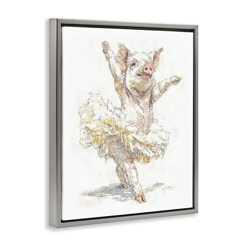 Cadre flottant Ballet Pig Tutu, design par Ziwei Li, Cadre flottant gris lustré, H 31 po x l 25 po