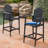 Outdoor Acacia Wood Adirondack Barstools, Set Of 2, Dark Gray, Durable And Stylish For Patio And Garden Use