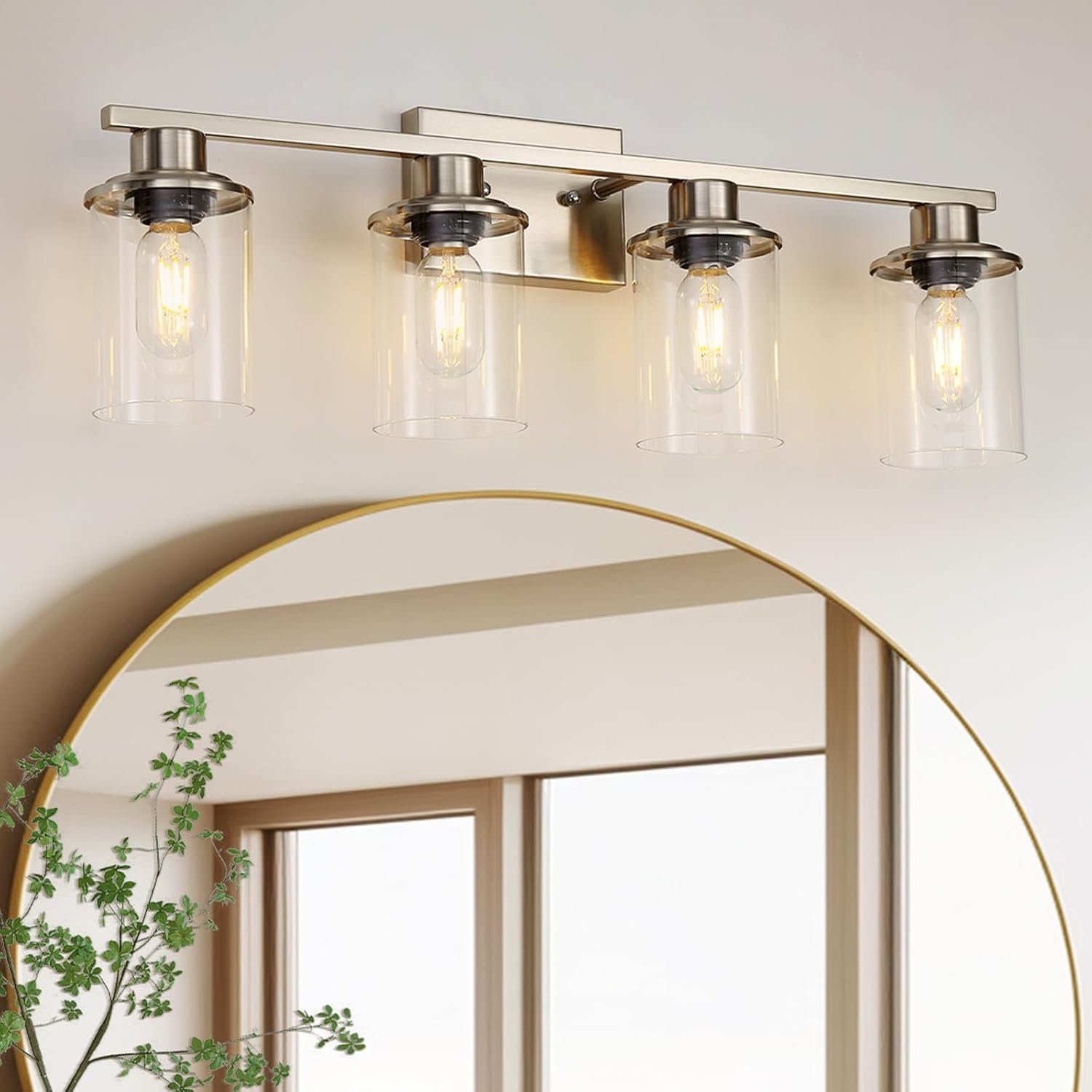 Longshore Tides 4 Light Brushed Nickel Vanity Light Bathroom Light ...